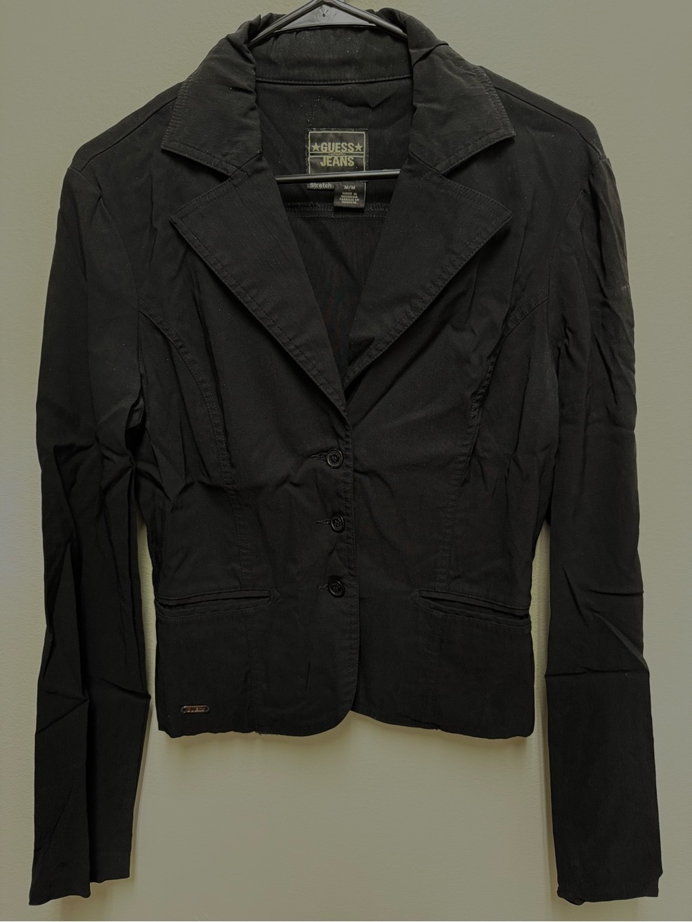 Guess Jeans Slim Fit Lightweight Black Stretch Jacket Sz Medium.